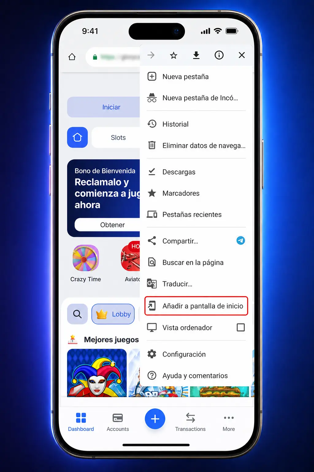 Pasos para descargar e instalar la app de Glory Casino en Android desde el navegador Chrome